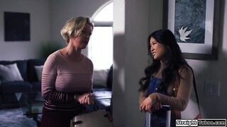 Mature milf spanks a petite asian babe for being a lesbian (SinDee Williams, Lulu Chu, Big Tits, Big Tits)