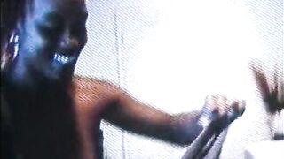 Two sexy black lesbians finger fuck each other on the couch