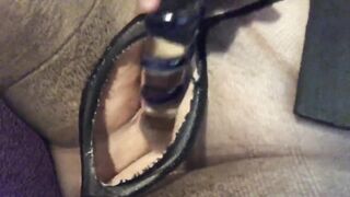 Work Slut. Girl fucks herself in work uniform