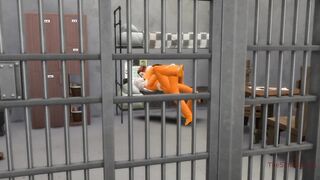 Lesbians have hot sex in prison while the policeman masturbates