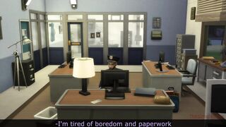 Lesbians have hot sex in prison while the policeman masturbates