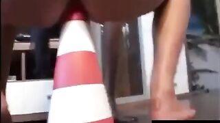 Sexy Asian Destroys Her Ass Sitting on a Thick Cone...