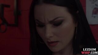 WHIPPED ASS - Predicament bondage dyke whipped and assfucked by lezdom
