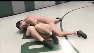 Gymnast kicks big titted girls ass then fucks it! Naked fighting