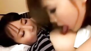 Busty Lesbians Suck Asian Nipples