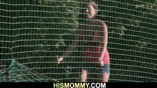 Guy finds his very old mother toying teen gf