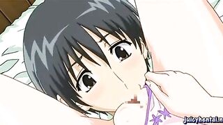 Hentai in sexy panties gets licked