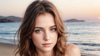(3D ANIMATED AI-GENERATED MODELS) sunset beach (with pussy masturbation ASMR sound!)