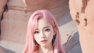 (3D ANIMATED AI-GENERATED MODELS) topless in the canyon (with pussy masturbation ASMR sound!)