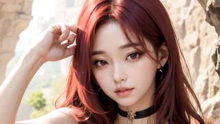 (3D ANIMATED AI-GENERATED MODELS) topless in the canyon (with pussy masturbation ASMR sound!)