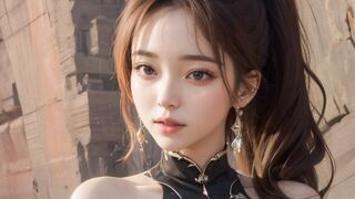 (3D ANIMATED AI-GENERATED MODELS) topless in the canyon (with pussy masturbation ASMR sound!)