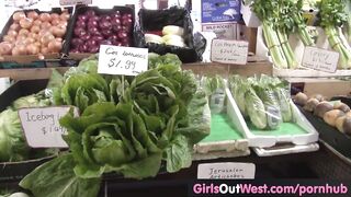 Hairy and shaved lesbian girls misbehave in public