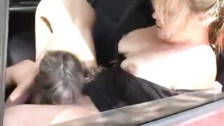 Nicole Ray and Debi Diamond in a car