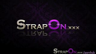 StrapOn Long strapon dildo enters her wet pussy with ease