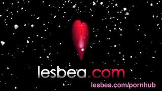 Lesbea Xmas girlfriend gets first time fuck with a strap on dildo