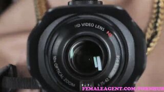 FemaleAgent Agent fucks shy blonde with dildo