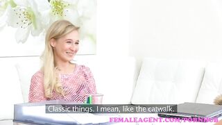 FemaleAgent Agent fucks shy blonde with dildo