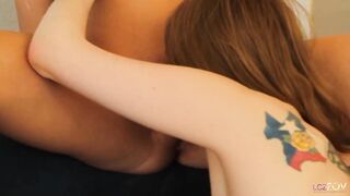 Brunette Lesbian Artist Convinces A Girl To Let Her Lick Her Pussy And Then She Fucks Her Hard