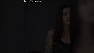 LEZ GF - Lesbian hairypussy GF eats cunt of GF in stockings in 69