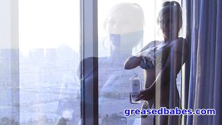GREASED BABES XXX - Busty BIkini Sluts Get Oiled Up Together (Indianna Jaymes, Charity McLain)