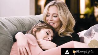 MOMMY'S GIRL - Horny Brunette Teen Seduces Gorgeous & Curious Stepmom Into Anal Fingering