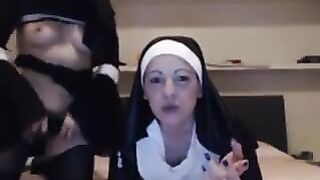 Lesbians nun horny show
