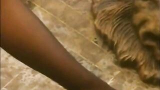 Blonde lesbians in black nylon and high heels