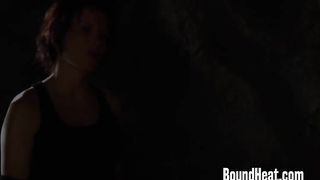 Lesbian Huntress Whips Her Slaves Hard