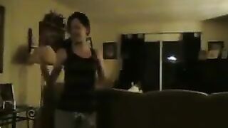 Skinny big tit white girl shaking her ass