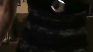 Skinny big tit white girl shaking her ass