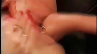 Pierced pussy mature fisted by younger slut
