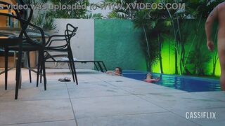 Pool party with my friend's boyfriend, who was dying to eat my ass. watch full on cassiflix