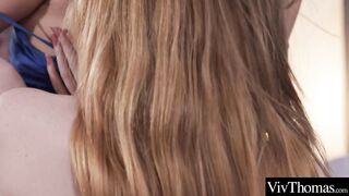 Noisy neighbor apologizes with multi orgasmic lesbian sex