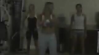 sexy lesbian foot fetish at the gym