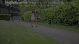 Veneisse lesbian outdoor walk with eggplant