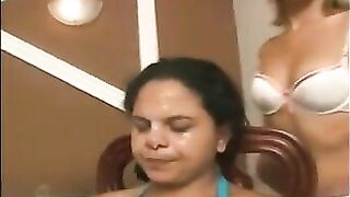 Stupid slave eats spit, snot and ass of 4 girls