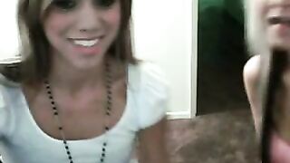 2 girls playing on webcam