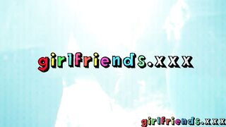 Girlfriends pick up straight girl flashing in public