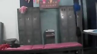 Schoolgirls having fun in the locker room