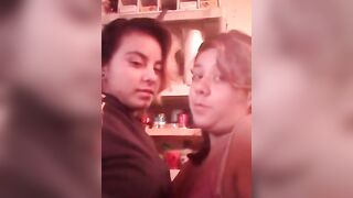 Amateur lesbian kiss