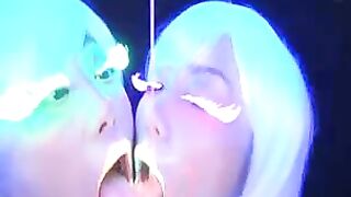 fluorescent lesbian kiss