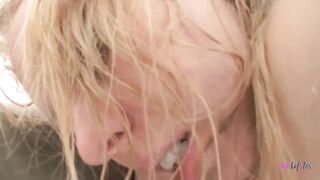 Dominant brunette humiliates and degrades skinny blond with a variety of sex toys.