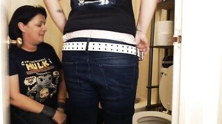 Toilet Help Buddies Lesbian Bathroom