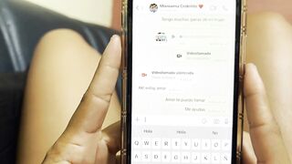 Lonely stepmother masturbates after video call with stepdaughter.