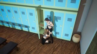 Office Locker Room Lesbian pussy licking while fingering
