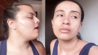 lesbians licking each other's faces