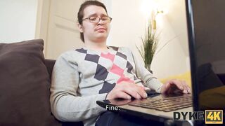DYKE4K. Sexy models with small tits prefer to play with pussies in front of a man