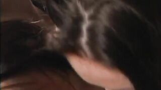 Sexy brunette spreads pussy and rides blue vibrator