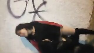 Teen Lesbian masturbating another on the street