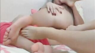 Amazing webcam lesbian foot worship